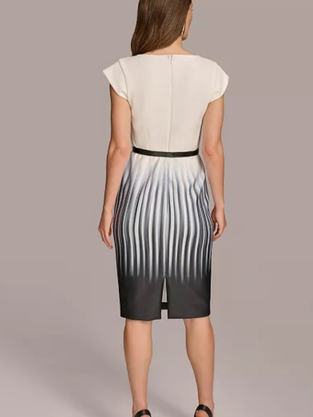 Donna Karan New York Ombre Pleated Sheath Dress with Belt size 10 NWT - Picture 3 of 11